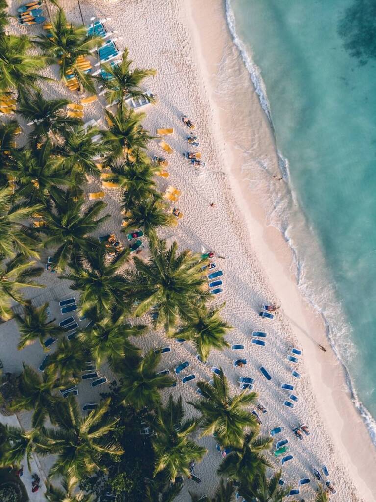 a beach with many boats
